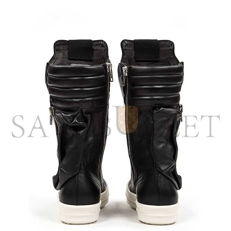 RICK OWENS BLACK CARGOBASKET BOOTS 